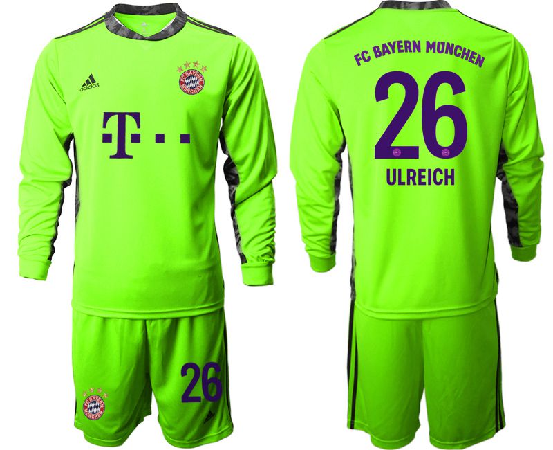 Men 2020-2021 club Bayern Munich fluorescent green goalkeeper long sleeve #26 Soccer Jerseys->bayern munich jersey->Soccer Club Jersey